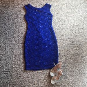 Royal blue dress. Knee length.